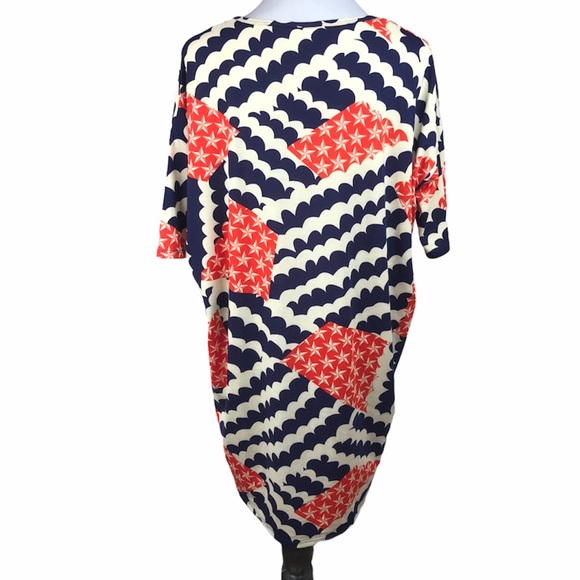 LuLaRoe Irma Stars and Stripes Shirt, Red, Blue, Cream, Medium - Picture 3 of 10
